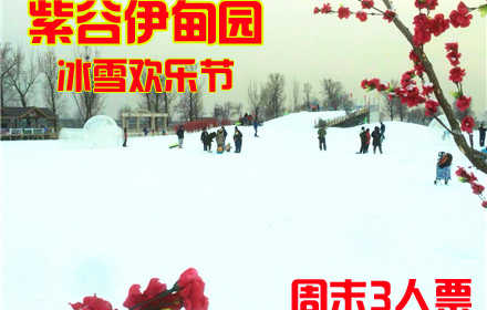 仅246元，享原价510元的紫谷伊甸园冰雪欢乐节周末3人套票，含:门票、冰车、冰上雪板、雪圈、雪板、单板、羊马庄门票、中餐餐劵（11:30-14:00）.