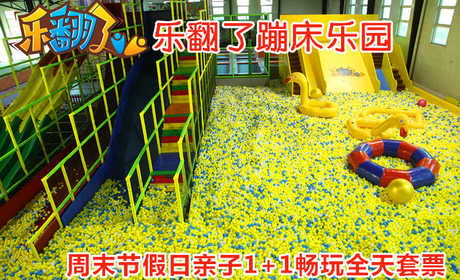 仅315元！享原价358元的【朝阳区】乐翻了蹦床乐园周末节假日亲子1+1全天畅玩通票，包含：百万海洋球+魔鬼滑梯+超级蹦床区+躲避球区+高空速降+攀岩+海绵池区+亲子拓展+忍者空间+王者灌篮