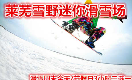 仅145元就享受160元的【莱城区】莱芜雪野迷你滑雪场滑雪周末全天/节假日3小时二选一，含：雪鞋，雪板，雪仗，魔毯