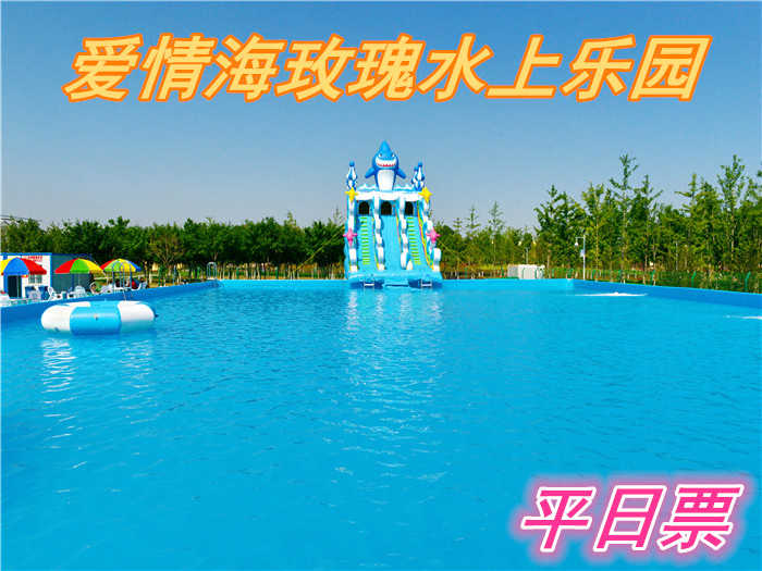 仅45元就享受50元的【大兴区】爱情海玫瑰博览园水上乐园套票（含景区门票），包含:门票一张，50*25米游泳池，龙头滑梯，15*25游泳池，儿童滑梯。