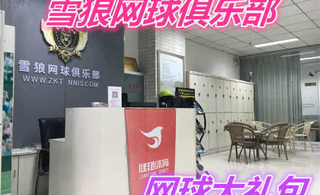 仅299元就享受599元的【周口市】雪狼网球俱乐部（网球大礼包）含：网球拍一只+网球两个+吸汗袋+网球线+避震器