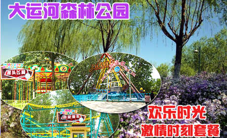 仅99元，享原价118元的【通州区】大运河森林公园绿岛游乐园（欢乐时光）套票一张，包含：摇头飞椅、自旋滑车、海盗船、疯狂迪斯科、欢乐碰碰车、太空漫步、急速卡丁车、7D影院、火箭蹦极。