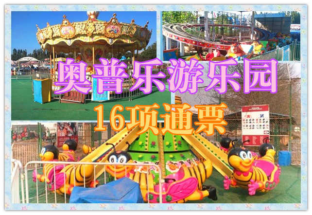 仅100元，享原价260元的【亦庄】奥普乐游乐园通票一张，16种娱乐项目，让您和您的孩子玩的开心、快乐！