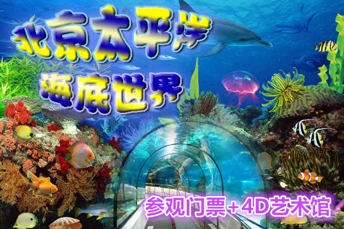 仅120元，享价值220元的【海淀】太平洋海底世界+4D艺术馆一张，无需预约，官方授权，1.2米以下儿童免费！