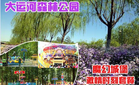 仅109元，享原价129元的【通州区】大运河森林公园绿岛游乐园（魔幻城堡）套票一张，包含：旋转木马、逍遥水母、儿童爬山车、跳跳马、激战鲨鱼岛、丛林大冒险、自控飞机、儿童大世界、天空步道、花果山漂流。