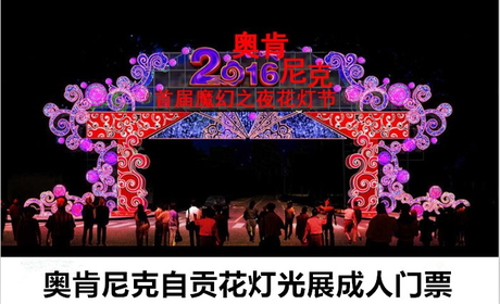 仅45元！即享原价50元的微信专享【大兴黄村】奥肯尼克自贡•花灯展成人门票，随着音乐的节拍，不同风格的展出和互动游戏，撩拨你狂野的心扉，青春活力，玩转激情，让你嗨到爆！